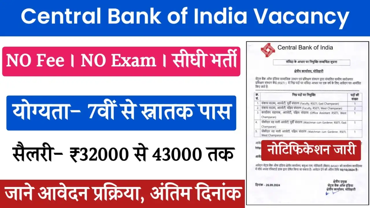 Central Bank of India Vacancy 2024