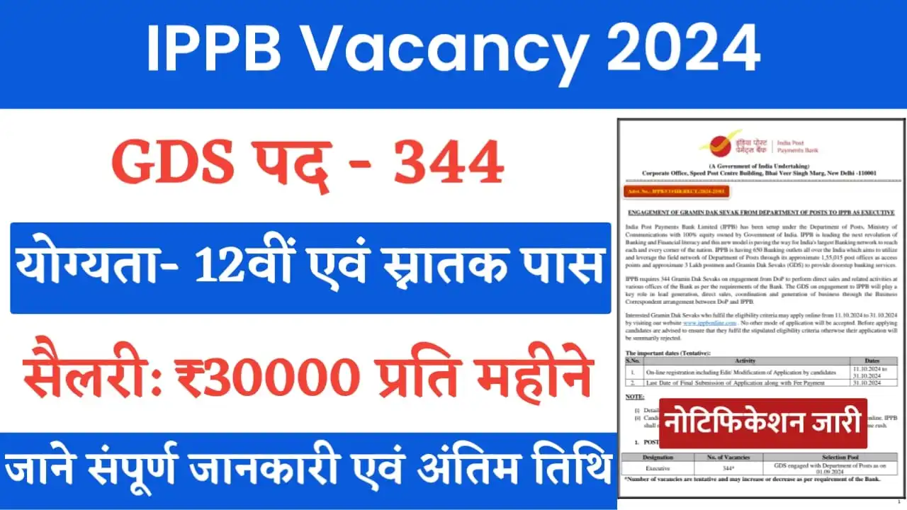 India Post Payment Bank Vacancy 2024