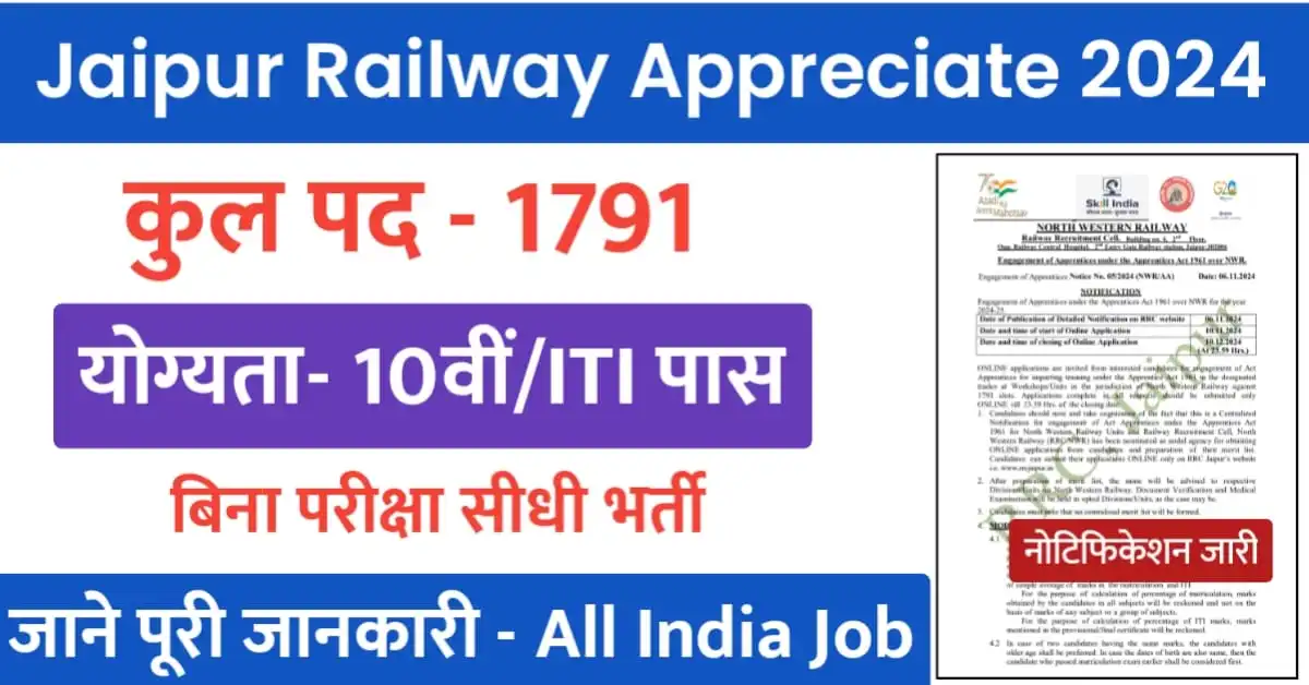 Jaipur Railway Apprentice Vacancy 2024