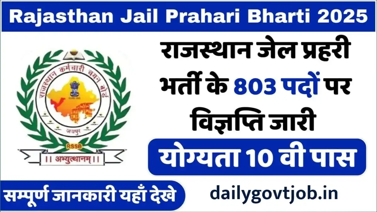 RSSB Jail Prahari Bharti 2024