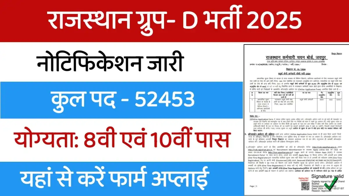 Rajasthan Group D Vacancy