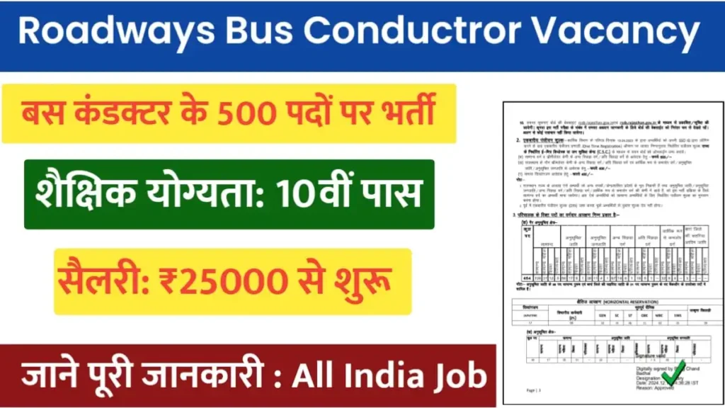 Roadways Bus Conductor Vacancy