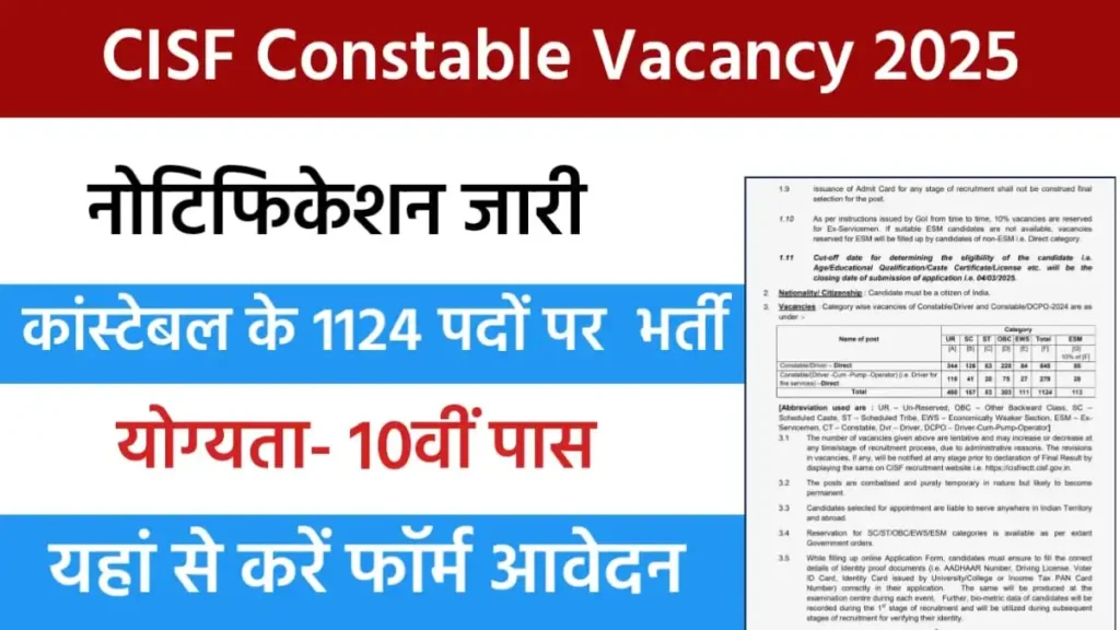 CISF Constable Driver Recruitment 2025