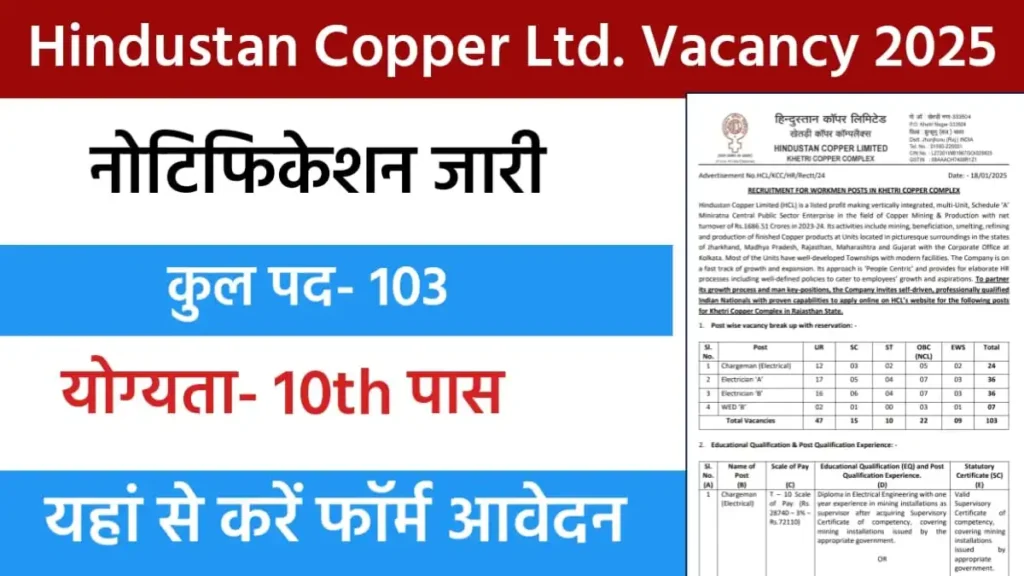 Hindustan Copper Limited Vacancy