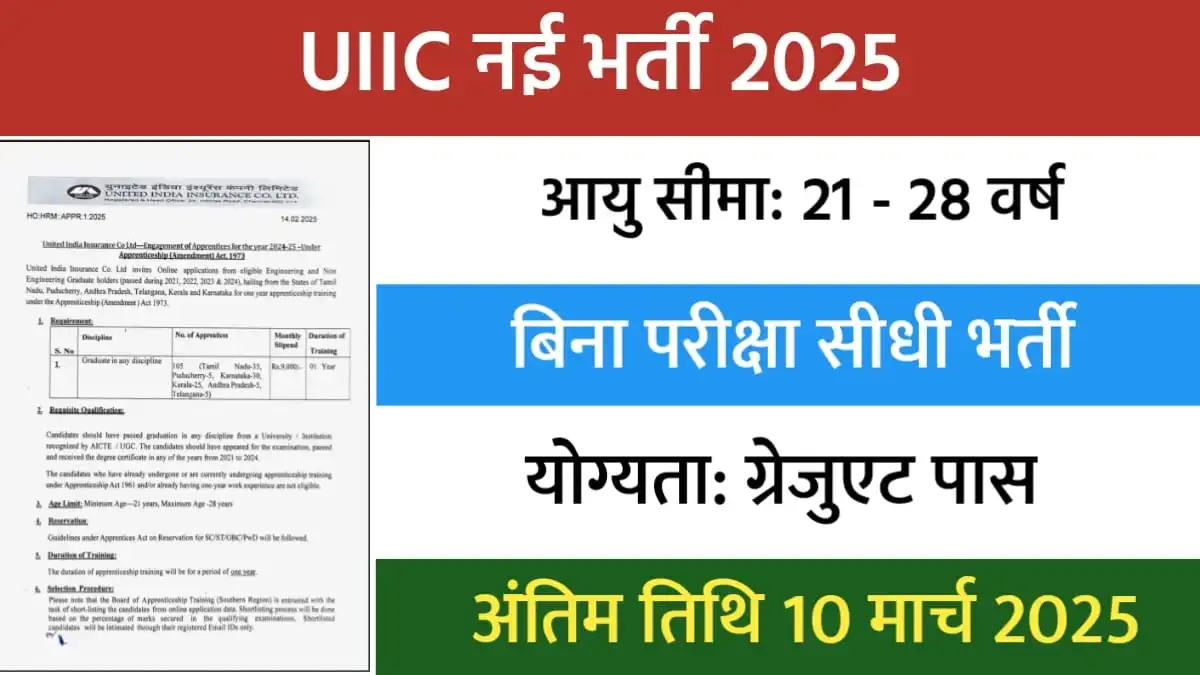 UIIC-Recruiment-2025 UIIC Apprentices Recruitment 2025